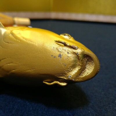 Japanese Metal Art Twin Koi Fish Statue Black&Gold Carp Garden Art