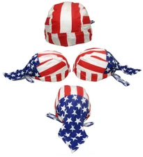 USA US Stars & Stripes Printed Red/White/Blue Do Rag Doo Rag Skull Cap Head Wrap
