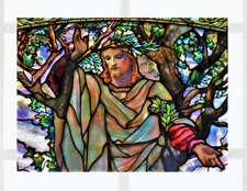 Jesus, Sermon on the Mount Faux Stained-Glass WINDOW CLING Size 10.6" Vinyl