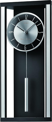 Modern Noir Wall Clock with Pendulum and Dual Chimes