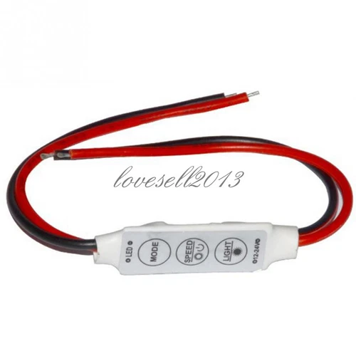 Mini 12V LED Strip Light Dimmer Controller with On Off Switch for 3528 5050