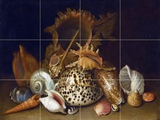 STILL LIFE OF SEA SHELLS Tile Mural Kitchen Bathroom Wall Backsplash Art 24x18