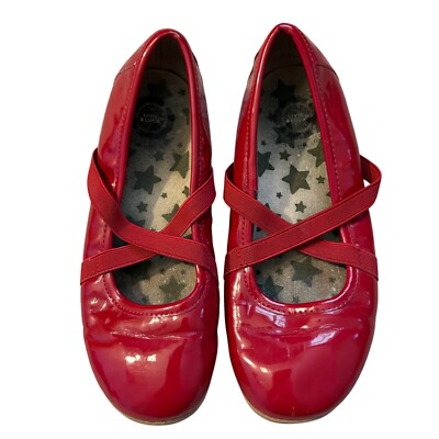 Live & Luca Girls Red Patent Mary Jane Shoes With Elastic Straps Size 1 Youth