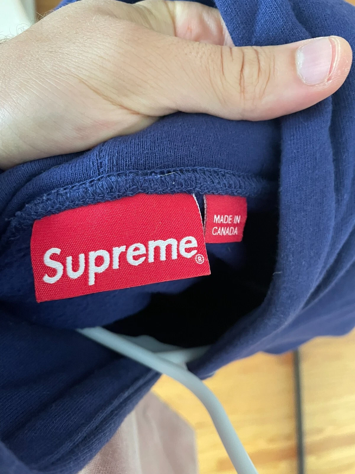 Felpa con cappuccio Supreme Franklin usata FW20 blu navy lavata taglia XL