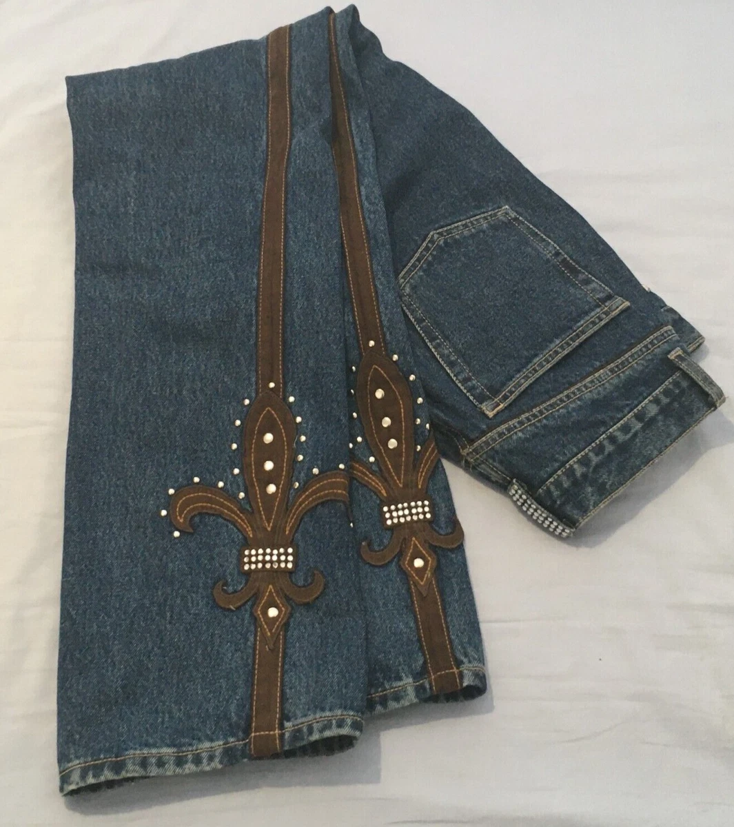 LAWMAN WESTERN Blue Denim slimfit Jeans US Size 5 Zip W30 L32 Decorative Sides