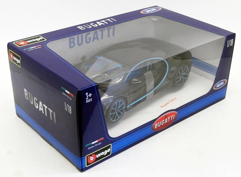 Burago 1/18 Scale Diecast Model Car 18-11040BK - Bugatti Chiron - Black - Image 3 of 3