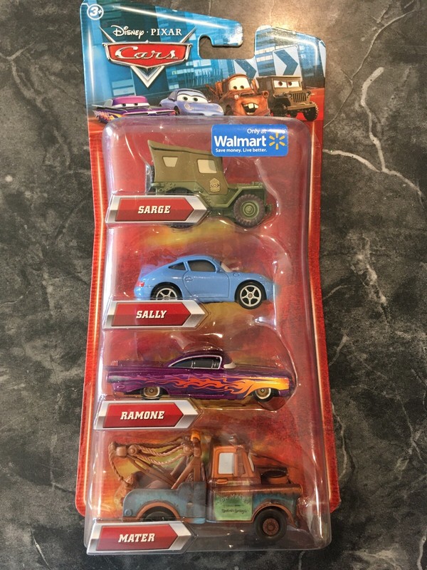 NEW Disney Pixar Cars Multi-Pack Sarge, Ramone,Mater, Sally 4-Pk Diecast Car Set