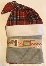 New Holiday Traditions Christmas Pajama Pj Set Gray Red Plaid Pants Hat Sz S 6