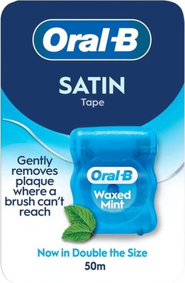 Oral-B Satin Tape Zahnseide 50m gewachst Minze Tape entfernt Plaque 1 Rolle