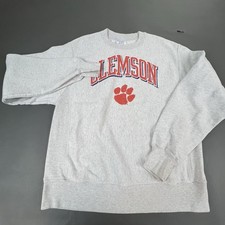 Vintage Champion Reverse Weave Sweatshirt Size Medium Grey Gray Clemson Tigers