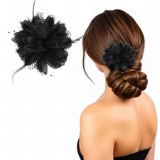 Rose Hair Clip Flower Clips Women Artificial Brooch Feathers Headwear Prom