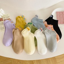 5 Pairs Funny Socks For Women Korean Style Animal Kawaii Female Candy Colors Cot