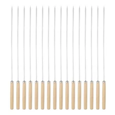 16pcs Kebob Skewers 33cmx3.3mmx0.8mm Flat Sticks with Wood Grip Handle