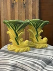 Shawnee Pottery Cornucopia Bud Vase S/2 #835 USA MCM Decor Grand Millennial #189