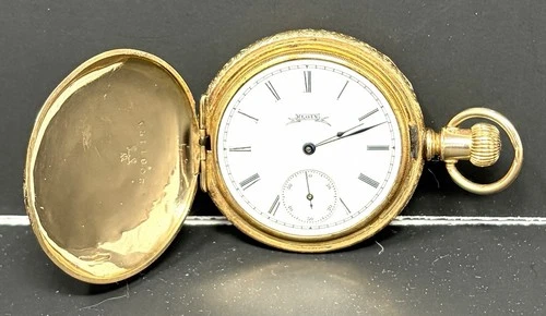 Antique 1895 Elgin Pocket Watch 6s 11J Full Hunter Engraved Keystone Case