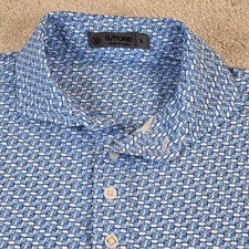 G/FORE Golf Polo Shirt Mens Small Racer Blue G-Link All Over Print AOP Stretch