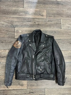 vintage harley davidson leather jacket biker men large big eagle made in USA