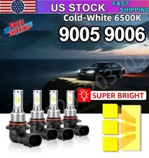 9006 9005 LED Headlight KIT Combo Bulbs 10000K High Low Beam Super Bright White