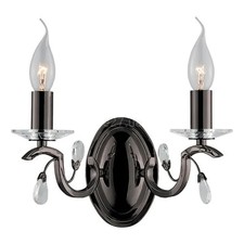 Wall Light 2 x E14 Candle Black Decorative Searchlight Marcel 7422-2BC