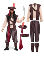 Spooktacular Creations Mens Caribbean Pirate Costume Adult Sea Captain Robber Co