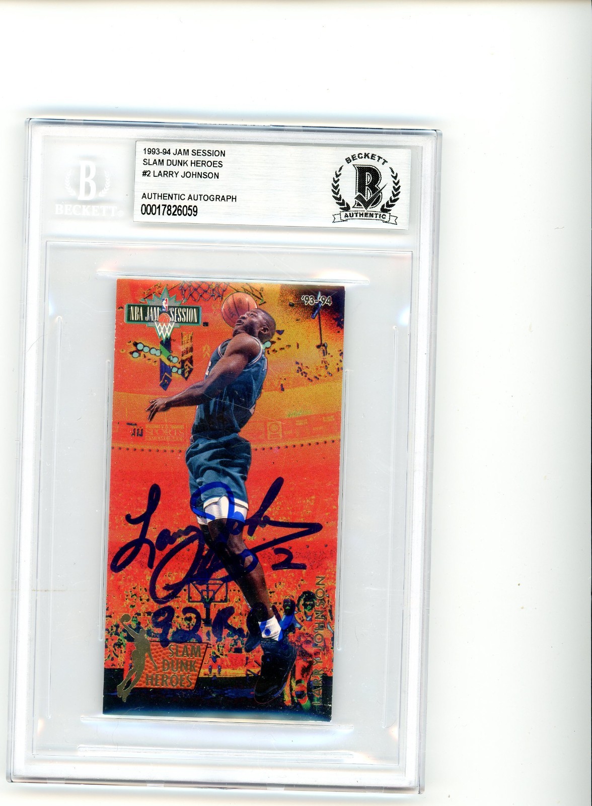 Larry Johnson signed 1993-94 Jam Session Slam Dunk Heros w/ROY 92