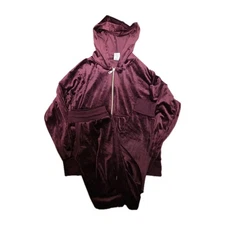 Felina Women's Velour Jacket Jogger Set Purple Large