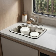 Hand Washing Basin Sink Stainless w/ Lid For RV Caravan Boat Camper