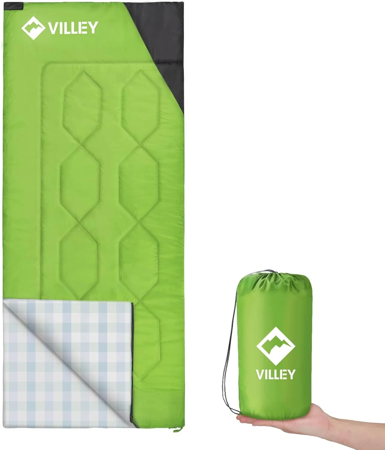 VILLEY Lightweight Camping Sleeping Bag 3-Season Warm & Cool for Adults & Kids