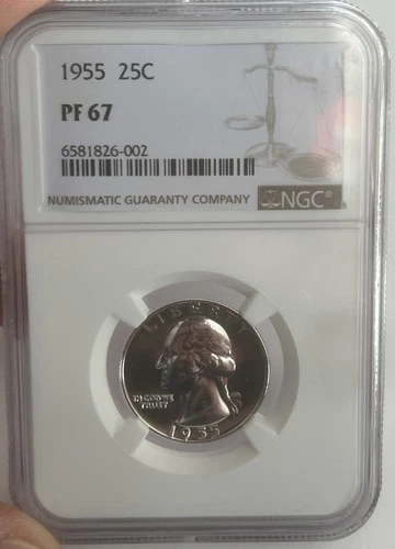 1955 proof washington quarter-NGC certified PF 67, 90% silver Coin