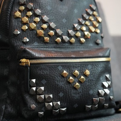 AUTHENTIC LIMITED EDITION MCM Gold bronze and Black Studded Backpack large size MCM Backpack Black Bags & Handbags for Women for sale | eBay main image 4