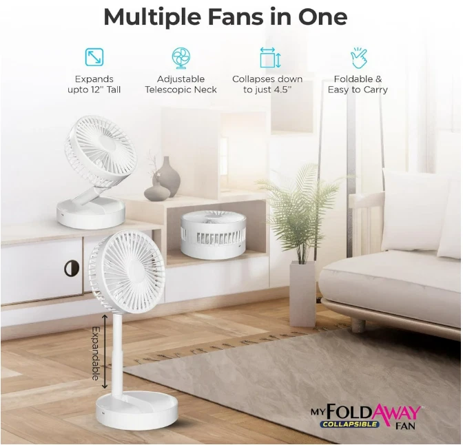 Ventilador Plegable Emson My Ventilador Portátil Alimentado por USB BLANCO ¡Nuevo en Caja! Foto 3 de 4