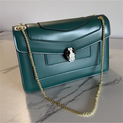 Bvlgari Green Serpenti Chain Strap Shoulder Bag Gold Hardware Magnetic
