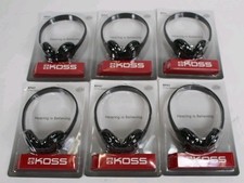 Lot of 6 New Koss KPH7 Adjustable Lightweight On Ear Headphones Black Sealed Box