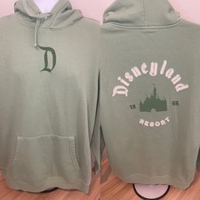 Disneyland Resort Olive Light Green Embroidered D Hoodie Sweater Large