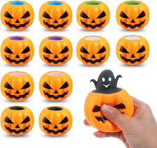 Halloween Pumpkin Squishy Toys - 12PCS 6 Colors Stress Relief Ghost Toy for Tric