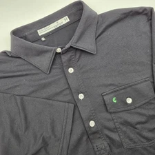 Criquet Polo Shirt Mens Medium Black Golf Players Shirt Chest Pocket Button