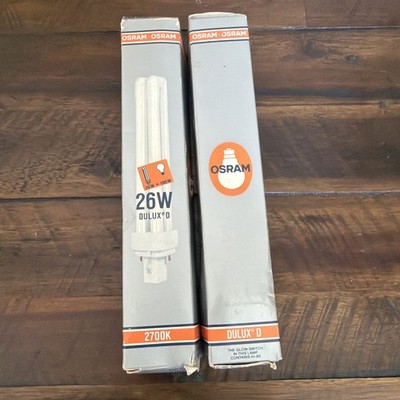 2x 26W 27K Light Bulb OSRAM DULUX D G24d-3 2700K Made USA