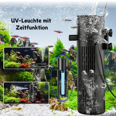 5in1 Aquarium Innenfilter mit 6W UV  Aquarium Filter Pumpe Einstellbarer 500L/h
