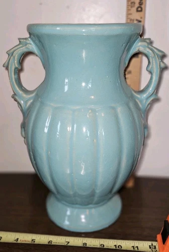 McCoy Pottery Antique Aqua Green Large Vase  12 Inch