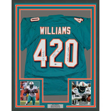 Framed Autographed/Signed Ricky Williams 35x39 Smoke Weed #420 Jersey BAS COA