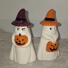 Light Up Ceramic Ghost Figurines Halloween Decor Spooky Autumn Tabletop Statue
