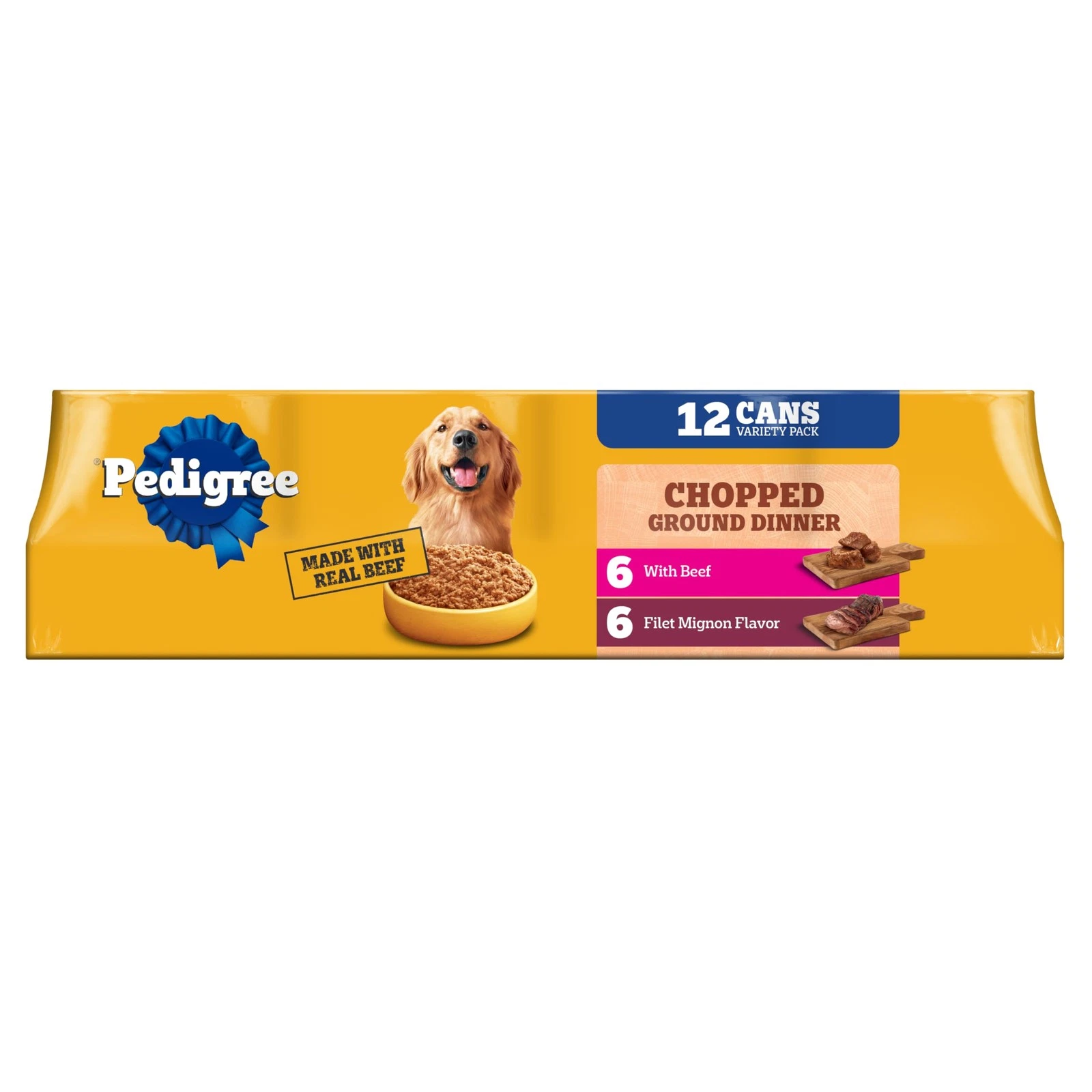 Chopped Ground Dinner Wet Dog Food Filet Mignon & Beef Variety Pack, Canned D...