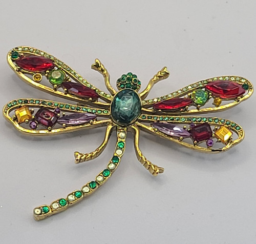Dragon Fly Brooch  Pin Rhinestone Jewels