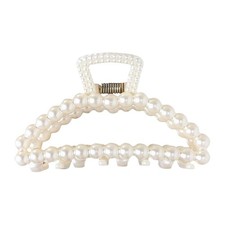 White Pearl Large Hair Clip for Thick Hair, Girls Hair Clips Claw, Big Hair C...