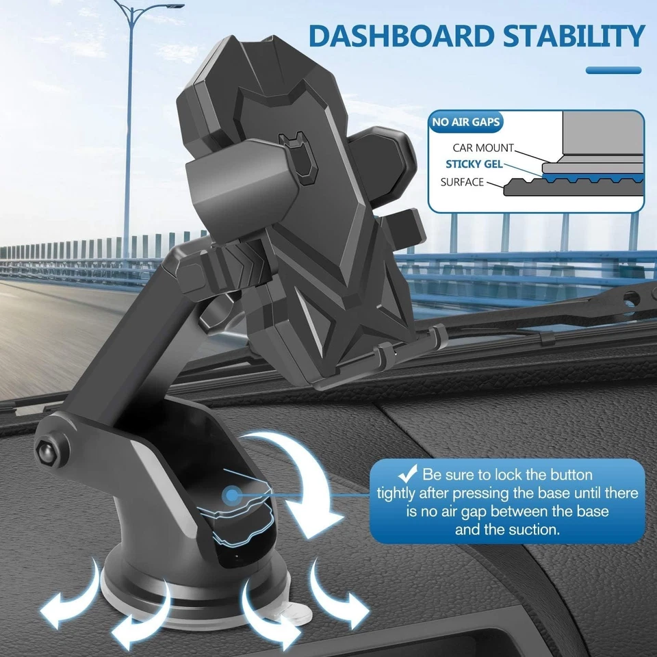 Manords Car Phone Mount Holder for Dashboard Windshield Compatible W/All Phones - Image 2 of 4