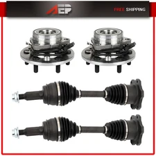 4WD For Chevy GMC K1500 K2500 Yukon 2 X Front CV Axle Shaft & Wheel Bearing Hub