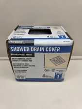  1 New Everbilt Shower System 4" Square Drain Grate Cover, Brushed Nickel