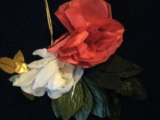 Vintage Millinery Flower Collection Red White Roses Hat Wedding W814