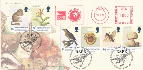 Endangered Species GB Fourpenny FDC RSPB METER / RSPB Sandy 1998 (133465)