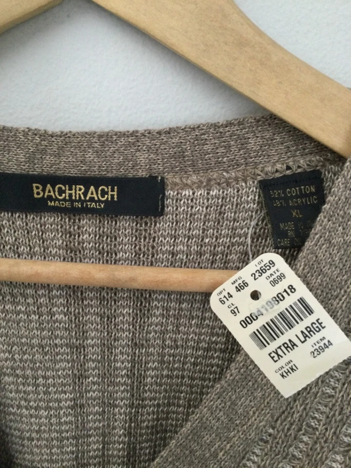NWT Italy Bachrach Men's Knit Sweater Acrylic Geometric Sweater XL Cardigan - Image 2 of 4